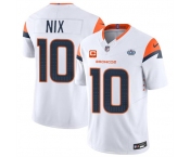 Men's Denver Broncos #10 Bo Nix White 2024 F.U.S.E. With Draft Pacth and 1-Star C Patch Vapor Limited Football Stitched Jersey