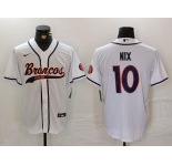Men's Denver Broncos #10 Bo Nix White Cool Base Stitched Baseball Jersey