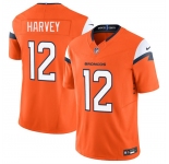 Men's Denver Broncos #12 RJ Harvey Orange 2025 F.U.S.E. Vapor Limited Football Stitched Jersey