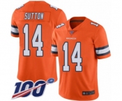 Men's Denver Broncos #14 Courtland Sutton Limited Orange Rush Vapor Untouchable 100th Season Football Jersey