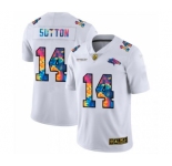Men's Denver Broncos #14 Courtland Sutton White 2020 Crucial Catch Limited Stitched Jersey