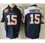 Men's Denver Broncos #15 Nik Bonitto Navy Blue C Patch Thanksgiving FUSE Vapor Jersey