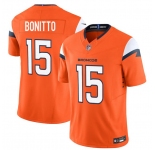 Men's Denver Broncos #15 Nik Bonitto Orange 2025 Draft F.U.S.E. Vapor Limited Football Stitched Jersey