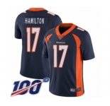 Men's Denver Broncos #17 DaeSean Hamilton Navy Blue Alternate Vapor Untouchable Limited Player 100th Season Football Jersey