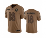 Men's Denver Broncos #18 Peyton Manning 2023 Brown Salute To Service Limited Football Stitched Jersey