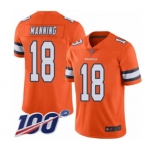 Men's Denver Broncos #18 Peyton Manning Limited Orange Rush Vapor Untouchable 100th Season Football Jersey