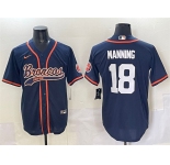 Men's Denver Broncos #18 Peyton Manning Navy Cool Base Stitched Baseball Jersey