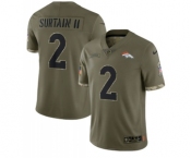 Men's Denver Broncos #2 Pat Surtain II 2022 Olive Salute To Service Limited Stitched Jersey