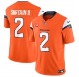 Men's Denver Broncos #2 Pat Surtain II Orange 2024 F.U.S.E. With 1-Star C Patch Vapor Limited Stitched Football Jersey