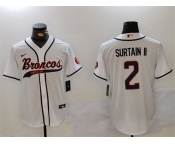 Men's Denver Broncos #2 Pat Surtain II White Cool Base Stitched Baseball Jersey