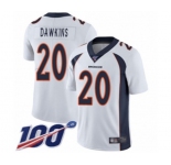 Men's Denver Broncos #20 Brian Dawkins White Vapor Untouchable Limited Player 100th Season Football Jersey