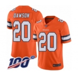 Men's Denver Broncos #20 Duke Dawson Limited Orange Rush Vapor Untouchable 100th Season Football Jersey