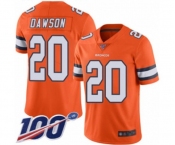 Men's Denver Broncos #20 Duke Dawson Limited Orange Rush Vapor Untouchable 100th Season Football Jersey