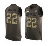 Men's Denver Broncos #22 Kareem Jackson Limited Green Salute to Service Tank Top Football Jersey