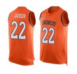 Men's Denver Broncos #22 Kareem Jackson Limited Orange Player Name & Number Tank Top Football Jersey