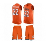 Men's Denver Broncos #22 Kareem Jackson Limited Orange Tank Top Suit Football Jersey
