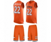 Men's Denver Broncos #22 Kareem Jackson Limited Orange Tank Top Suit Football Jersey