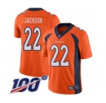 Men's Denver Broncos #22 Kareem Jackson Orange Team Color Vapor Untouchable Limited Player 100th Season Football Jersey