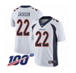 Men's Denver Broncos #22 Kareem Jackson White Vapor Untouchable Limited Player 100th Season Football Jersey