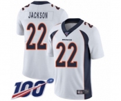 Men's Denver Broncos #22 Kareem Jackson White Vapor Untouchable Limited Player 100th Season Football Jersey