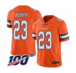 Men's Denver Broncos #23 Devontae Booker Limited Orange Rush Vapor Untouchable 100th Season Football Jersey