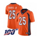 Men's Denver Broncos #25 Chris Harris Jr Orange Team Color Vapor Untouchable Limited Player 100th Season Football Jersey