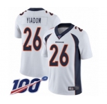 Men's Denver Broncos #26 Isaac Yiadom White Vapor Untouchable Limited Player 100th Season Football Jersey