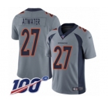 Men's Denver Broncos #27 Steve Atwater Limited Silver Inverted Legend 100th Season Football Jersey