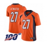 Men's Denver Broncos #27 Steve Atwater Orange Team Color Vapor Untouchable Limited Player 100th Season Football Jersey