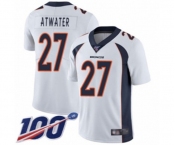 Men's Denver Broncos #27 Steve Atwater White Vapor Untouchable Limited Player 100th Season Football Jersey