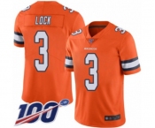 Men's Denver Broncos #3 Drew Lock Limited Orange Rush Vapor Untouchable 100th Season Football Jersey