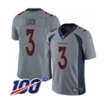 Men's Denver Broncos #3 Drew Lock Limited Silver Inverted Legend 100th Season Football Jersey