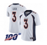 Men's Denver Broncos #3 Drew Lock White Vapor Untouchable Limited Player 100th Season Football Jersey