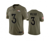 Men's Denver Broncos #3 Russell Wilson 2022 Olive Salute To Service Limited Stitched Jersey