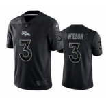 Men's Denver Broncos #3 Russell Wilson Black Reflective Limited Stitched Football Jersey