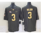 Men's Denver Broncos #3 Russell Wilson Green Gold Salute To Service Stitched Nike Limited Jersey