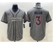 Men's Denver Broncos #3 Russell Wilson Grey Gridiron With Patch Cool Base Stitched Baseball Jersey