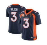 Men's Denver Broncos #3 Russell Wilson Navy With C Patch & Walter Payton Patch Vapor Untouchable Limited Stitched Jersey