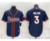 Men's Denver Broncos #3 Russell Wilson Nvay Blue Stitched Cool Base Nike Baseball Jersey