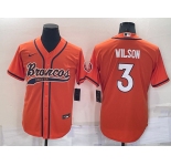 Men's Denver Broncos #3 Russell Wilson Orange Stitched Cool Base Nike Baseball Jersey