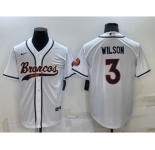 Men's Denver Broncos #3 Russell Wilson White Stitched Cool Base Nike Baseball Jersey
