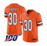 Men's Denver Broncos #30 Phillip Lindsay Limited Orange Rush Vapor Untouchable 100th Season Football Jersey