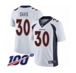 Men's Denver Broncos #30 Terrell Davis White Vapor Untouchable Limited Player 100th Season Football Jersey
