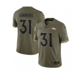Men's Denver Broncos #31 Justin Simmons 2022 Olive Salute To Service Limited Stitched Jersey