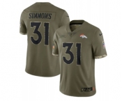 Men's Denver Broncos #31 Justin Simmons 2022 Olive Salute To Service Limited Stitched Jersey