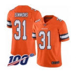 Men's Denver Broncos #31 Justin Simmons Limited Orange Rush Vapor Untouchable 100th Season Football Jersey