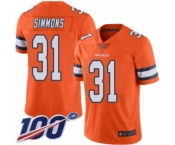 Men's Denver Broncos #31 Justin Simmons Limited Orange Rush Vapor Untouchable 100th Season Football Jersey