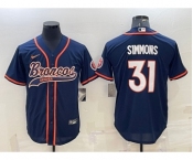 Men's Denver Broncos #31 Justin Simmons Navy Blue Stitched Cool Base Nike Baseball Jersey