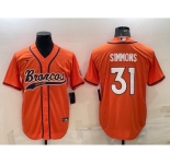 Men's Denver Broncos #31 Justin Simmons Orange Stitched Cool Base Nike Baseball Jersey