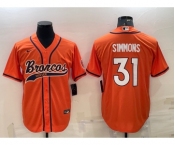 Men's Denver Broncos #31 Justin Simmons Orange Stitched Cool Base Nike Baseball Jersey